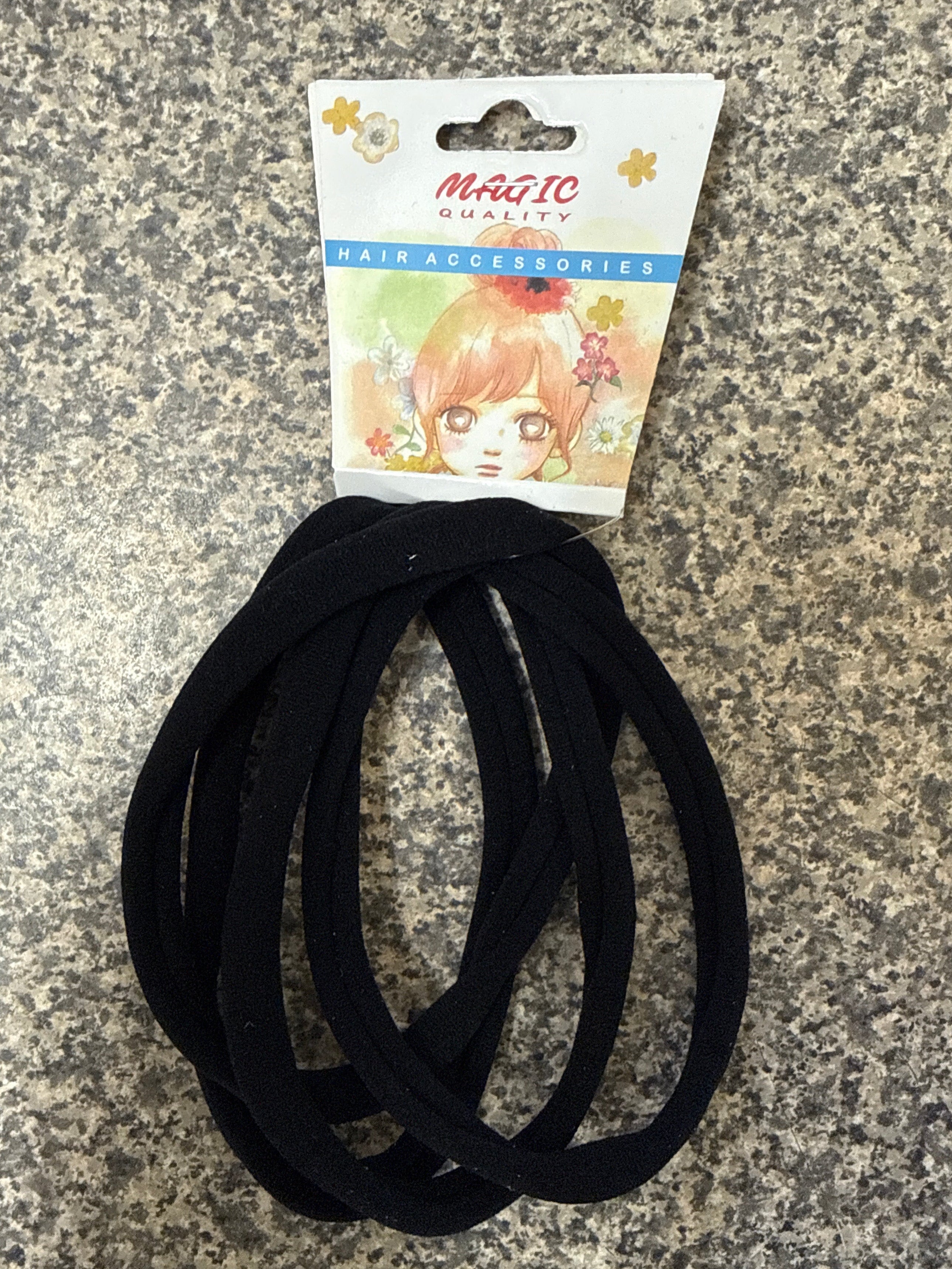 Long Headband Black 4pc
