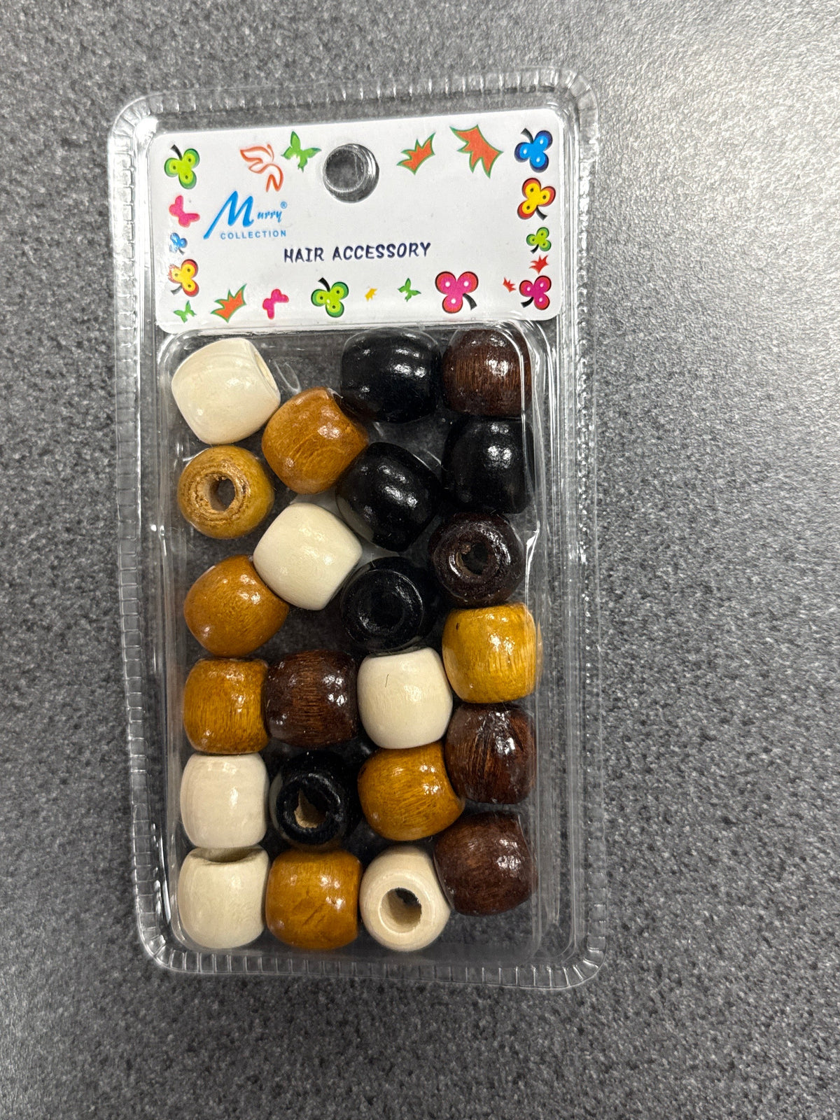 Wooden Hair Beads Black/Brown/Blonde Assorted