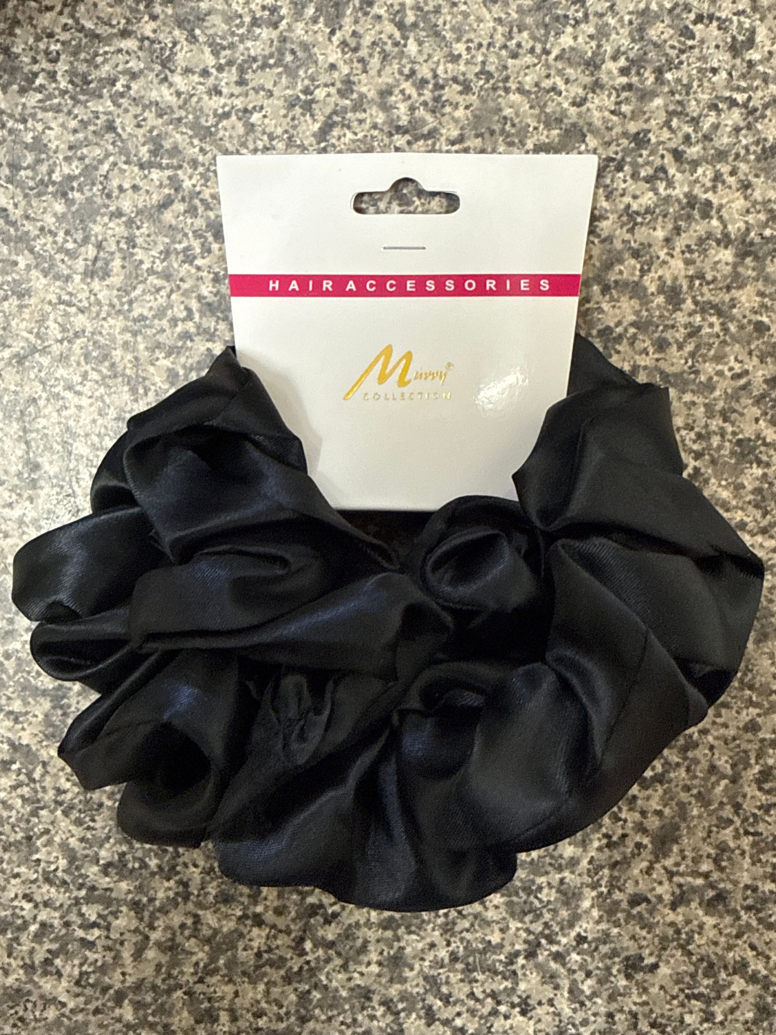 Silky Black Scrunchies 3pc On Card