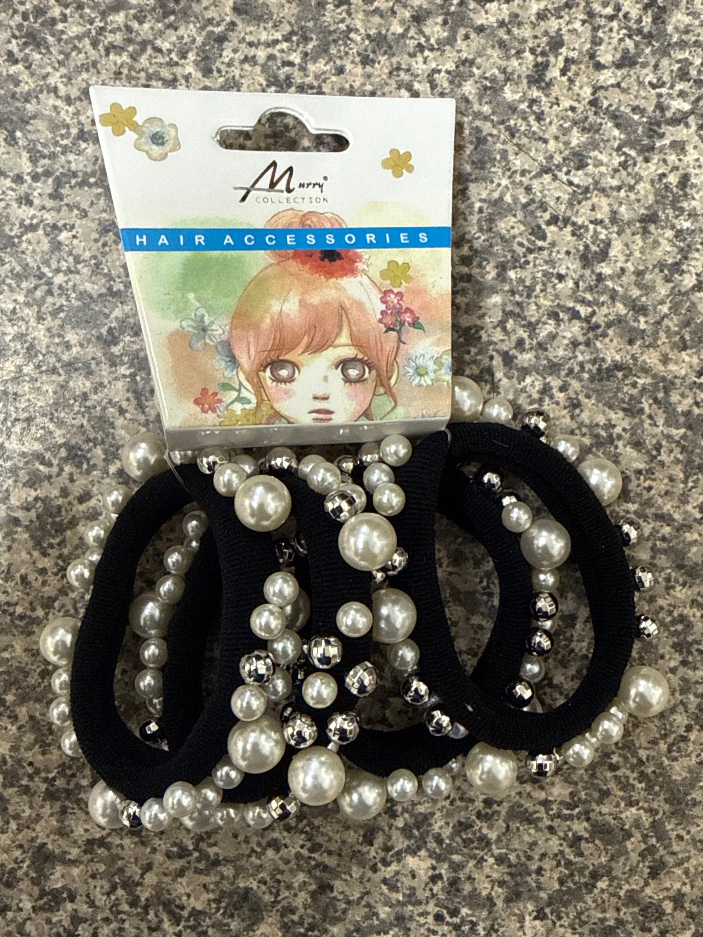 Black Hair Bubble + Silver Beads