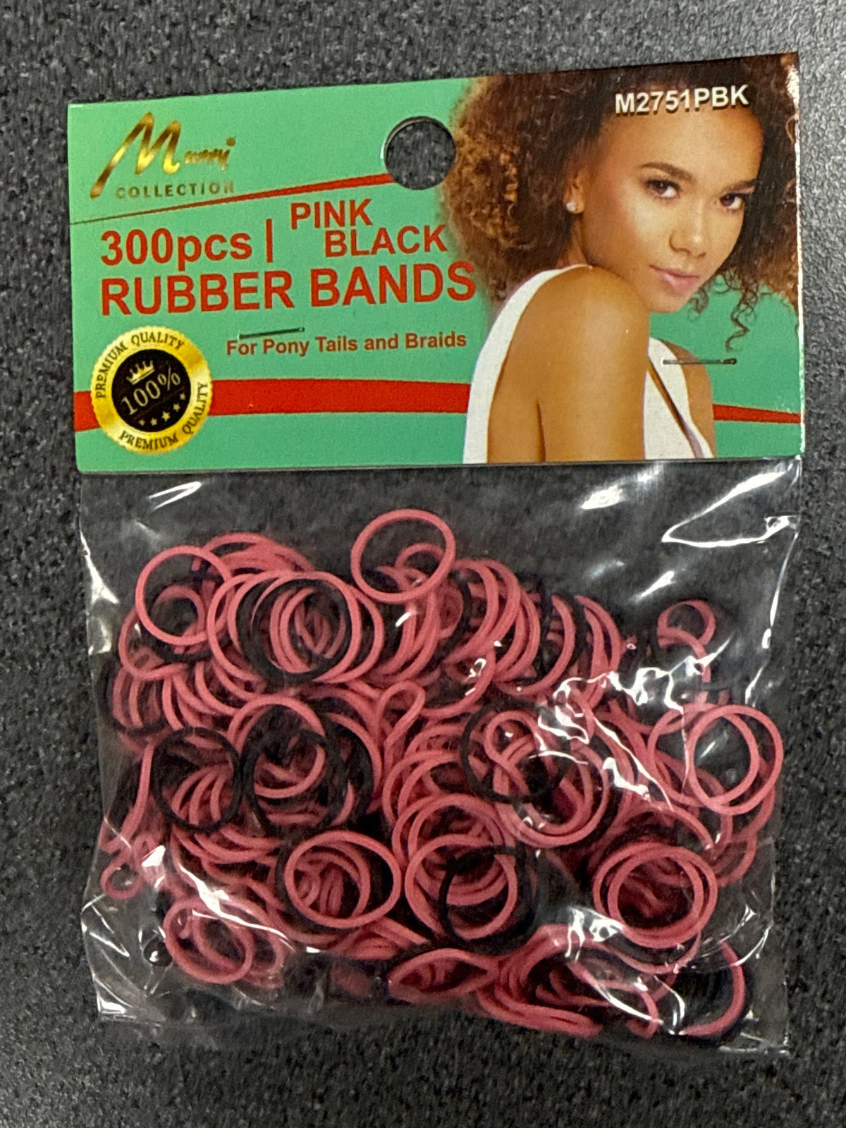 murry Collection 300 pieces pink black rubber bands m2751pbk